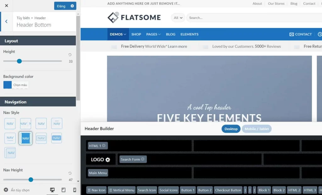 Hướng dẫn sử dụng Flatsome chi tiết từ A tới Z năm 2023 62 Header Bottom của Flatsome