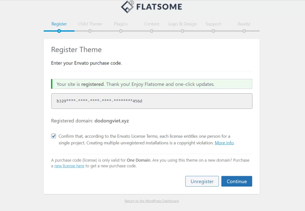 Hướng dẫn sử dụng Flatsome chi tiết từ A tới Z năm 2023 49 Nhập key kích hoạt flatsome thành công