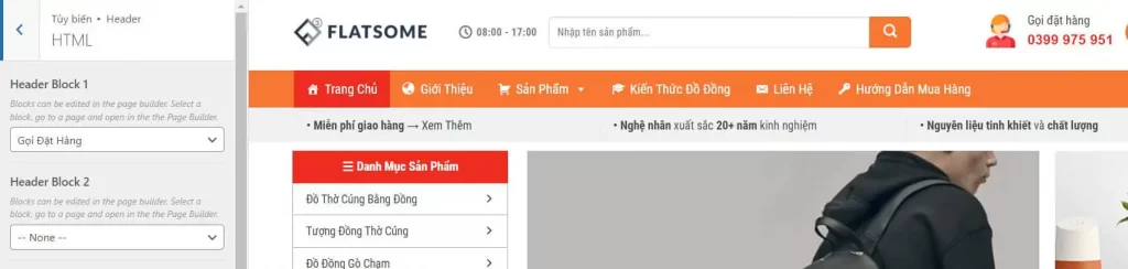 Hướng dẫn sử dụng Flatsome chi tiết từ A tới Z năm 2023 82 Chọn Block 1 – Gọi đặt hàng