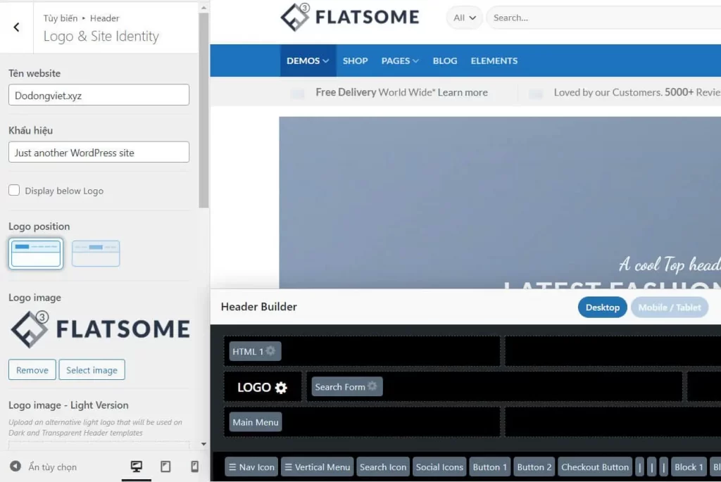 Hướng dẫn sử dụng Flatsome chi tiết từ A tới Z năm 2023 59 Thay đổi Lô gô Flatsome