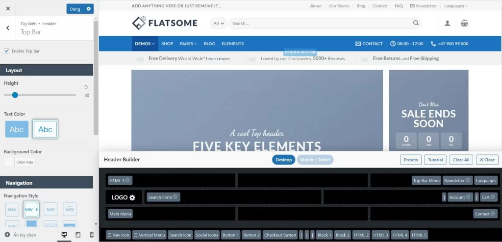 Hướng dẫn sử dụng Flatsome chi tiết từ A tới Z năm 2023 60 Tùy biến Top Bar Menu Flatsome